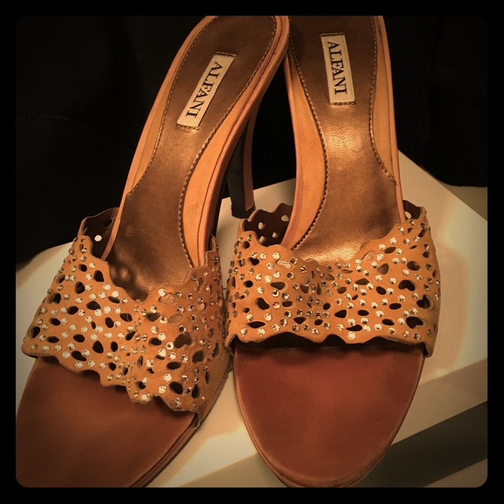 Alfani Rhinestone Slip on suede heal 7 1/2m